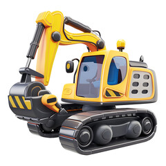 Fototapeta premium Excavator icon isolated on transparent background. 3d render style illustration.