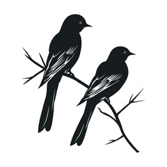 Couple Bird Black Color Vector Illustration