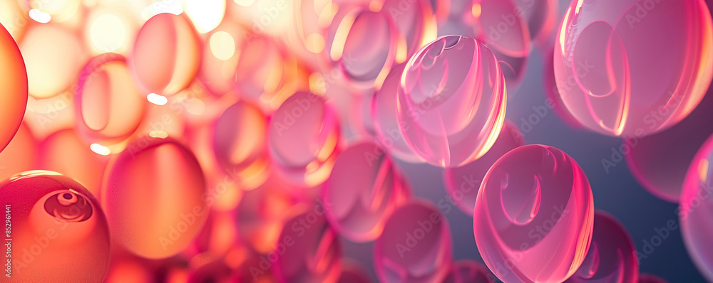 Poster a modern background consisting of straight lines intersecting with pink circles, lighting enhances t