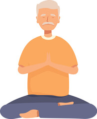 Elderly man meditating in lotus pose, enjoying yoga and mindfulness practice