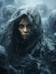 an image of a woman covered in fog