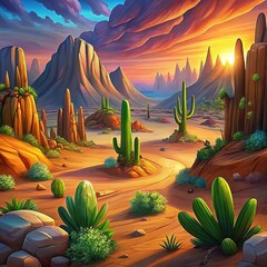 desert backgrounds in cartoon animation design