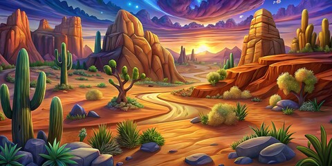 desert backgrounds in cartoon animation design
