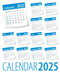 2025 Calendar Leaves Set - Vector Illustration