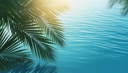 Abstract summer design, palm leaf on blue water