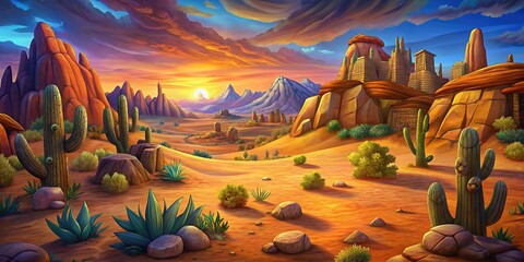desert backgrounds in cartoon animation design