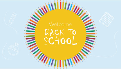 Welcome back to school banner. Vector illustration.
