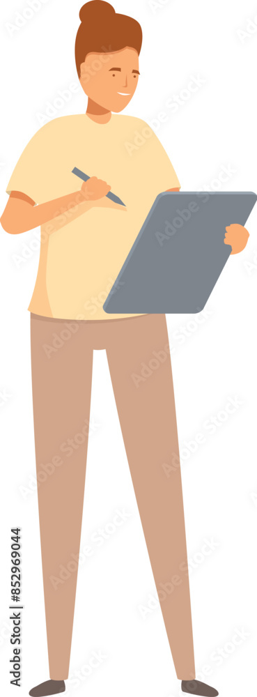 Aufkleber female designer using graphics tablet and pen for creating digital illustrations