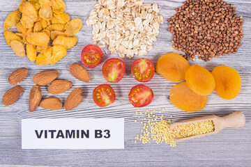 Various products or ingredients as source natural vitamin B3 and minerals