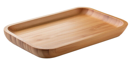 Authentic wooden tray with a natural texture, set against a transparent checkered backdrop