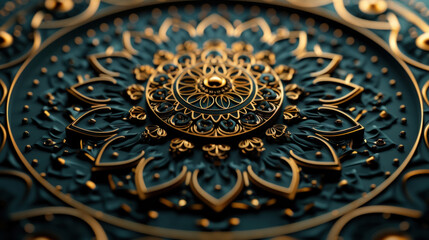 Obraz premium Golden Elephant Mandala Art, intricate 3D design, luxurious gold accents, high quality, detailed texture