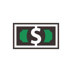 Banknote icon with dollar symbol, made in color style.