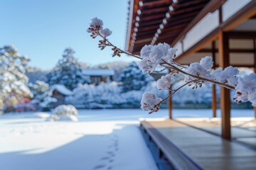 日本庭園の美しい冬の風景（京都・寺院・和室・禅）
