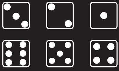 Vector dice set with six faces with different numbers of dots