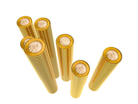 GOLD COIN INDIAN RUPEE.Gold rupee coins. Indian money, stacked golden coins. Rupee cash, currency isolated on white background vector icons. Money gold currency, cash wealth golden rupee illustration