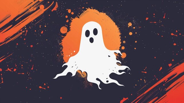 Halloween party logo design with ghostly icon symbol for branding and identity