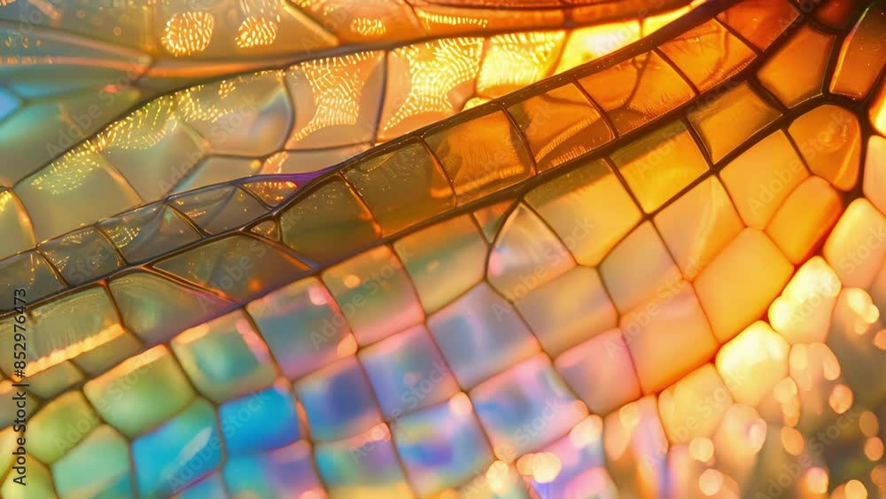 Aufkleber a closeup of a dragonflys wing with its gossamerlike texture highlighted by an iridescent sheen that