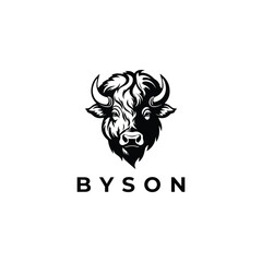 vector logo bison illustartion vector