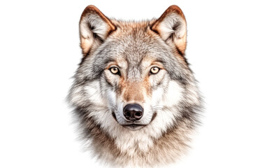 Fototapeta premium A wolf with a brown and gray coat and a white background.