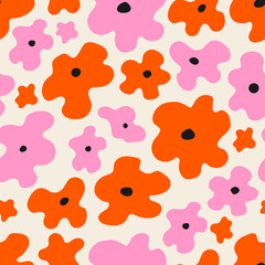 Seamless pattern with abstract flowers. Floral vector flat background