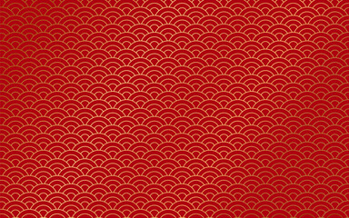 Abstract wallpaper with scales. Red half-circular pattern. Background and wallpaper red design style. Chinese New Year.
