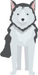 Illustration of a cute husky dog standing on a white background