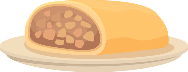 Delicious pie lying on plate is waiting on table