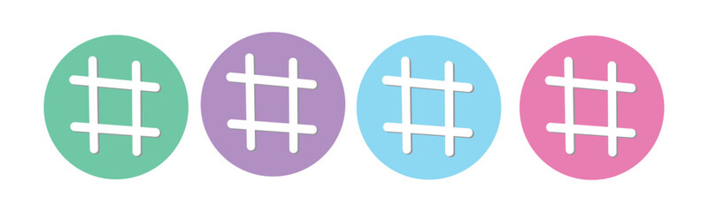 Fototapeta premium Hashtag line icon set. Trending topic vector icon for UI designs.