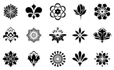 Flowers icon set. Flowers isolated on transparent background. Flowers in modern simple. Cute round flower plant nature collection. Vector illustrator