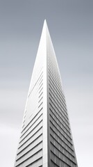 Fototapeta premium Modern skyscraper with a sleek design against a clear sky, showcasing contemporary architecture and urban sophistication.
