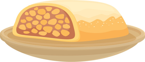 Delicious apple pie lying on plate being served for dessert