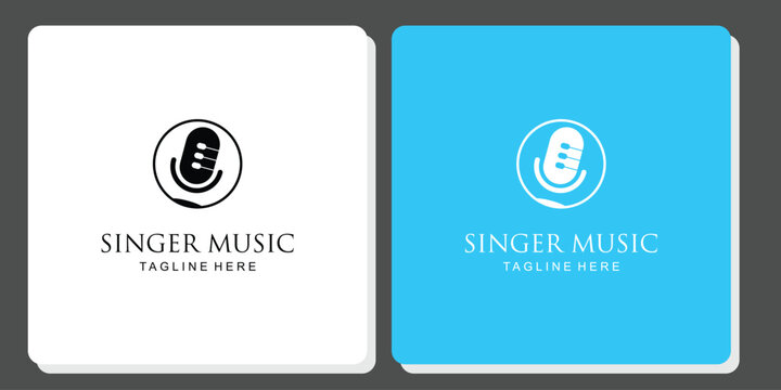 Creative singer music logo design with unique concept , premium vector