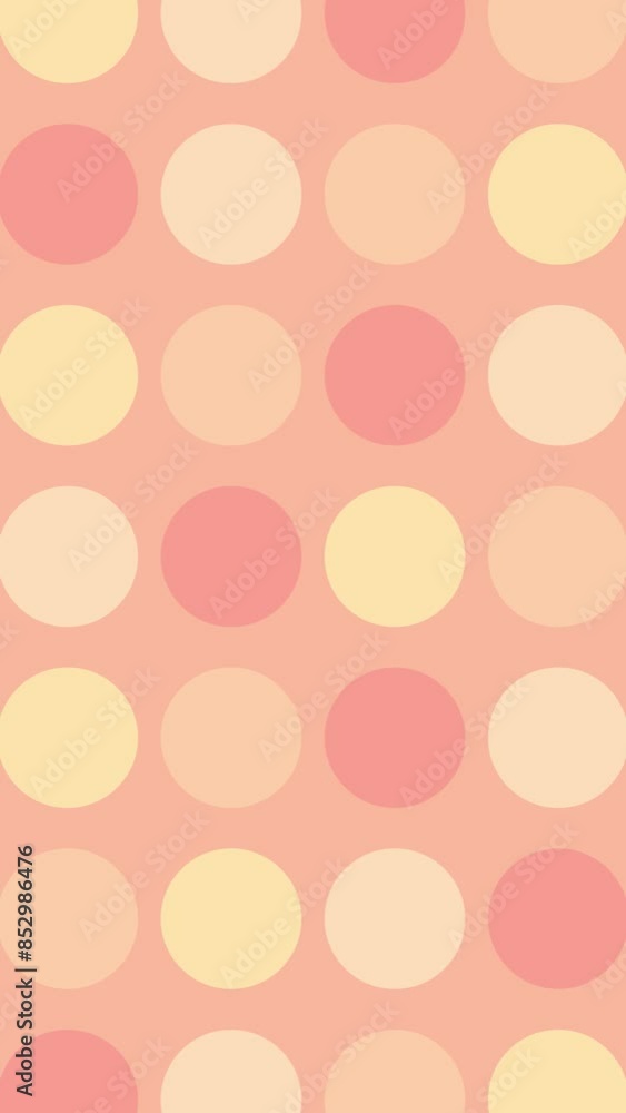 Poster peach fuzz tones lit circles vertical background, stop motion animation