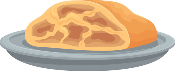 Tasty apple strudel being served on a round plate, showcasing a classic dessert