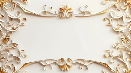 White and Gold Ornamental 3D Illustration Background