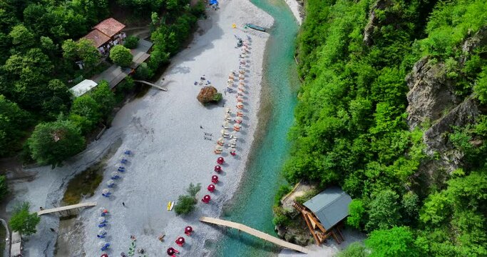 Aerial view of Shala River Canyon in Shkoder, northern Albania. 