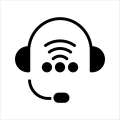 Vector headphones icon. Black symbol silhouette isolated on modern gradient background.