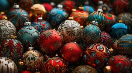 Create a merry and happy Christmas greeting card with festive winter decorations and ornaments, using a cheerful holiday vector illustration as a design template for a celebration invitation, banner, 