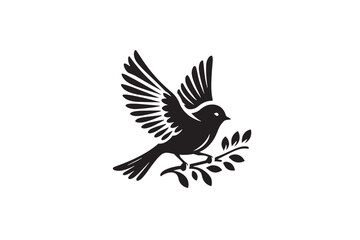 a cute bird silhouette vector art illustration