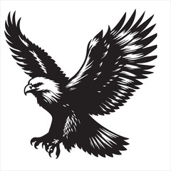 Bold Eagle Vector Silhouette Majestic Bird of Prey Illustration