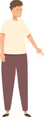 Fototapeta premium Young man is pointing his finger to the side while smiling