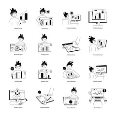 Stock Investment Doodle Mini Illustrations