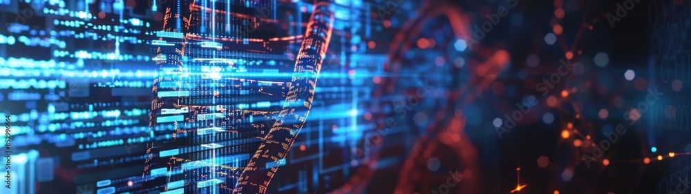 Poster digital data and dna double helix