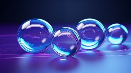 Abstract digital art of glowing blue and purple spheres