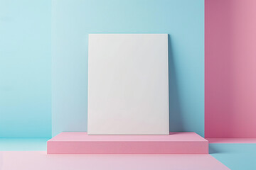 Floating empty poster mockup on a plain background, perfect for Instagram posts