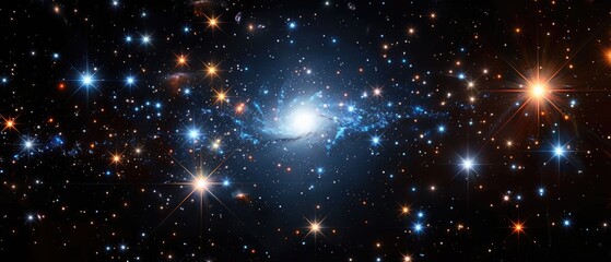 Obraz premium Dreamy Star Cluster: Hyper-Realistic Astronomy Background of Vast Celestial Bodies in Cosmic Universe