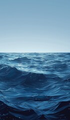 Fototapeta premium Flat view of the ocean floor with dark empty waters under blue sky