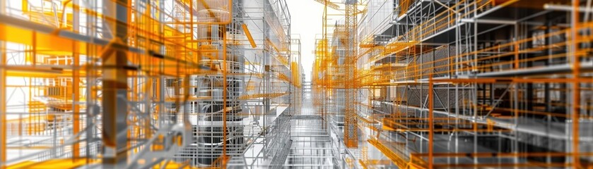 Highrise construction work visualized through abstract models