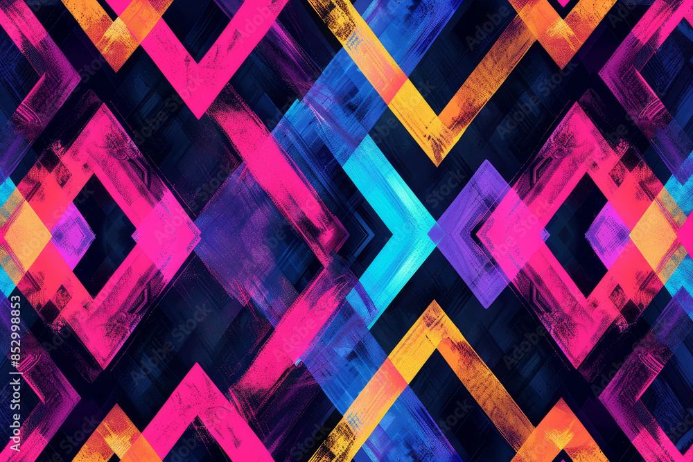 Poster a colorful pattern of squares and triangles