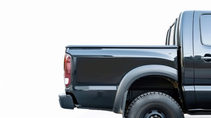 Black Pickup Truck Isolated on White Background